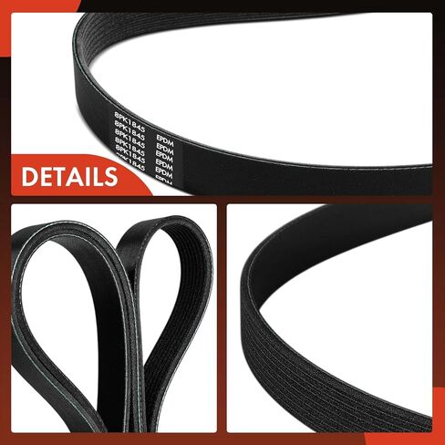 A-Premium Serpentine Belt 72.62 In For Ford & Chevrolet & GMC & Isuzu & Freightliner & Peterbilt Cars - F-650, F-750, L8501, L8511, T7500, T8500, MT55, FTR, FVR, FXR, 385 & More in Kuwait