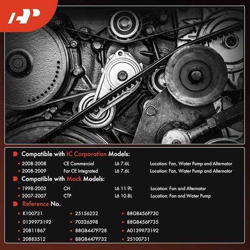 حزام أفعواني ممتاز 73.09 في لشركة IC Corporation CE Commercial 2008، CE Integrated 2008-2009 & Mack CH 1998-2002، CTP 2007 in Kuwait