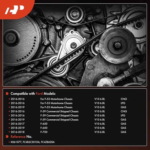 A-Premium Serpentine Belt 107.75 In For Ford F-53 Motorhome Chassis 2016-2019, F-59 Commercial Stripped Chassis 2016-2019, F-650 2016-2019, F-750 2016-2018, 6.8L in Kuwait