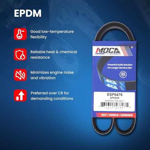 حزام سيربنتين MOCA 6PK925 متوافق مع 2009-2010 لسيارة Pontiac Vibe، 2011-2019 لسيارة Toyota Corolla، 2009، 2018 لسيارة Toyota Corolla، 2009-2014 لسيارة Toyota Matrix L4-1.8L in Kuwait