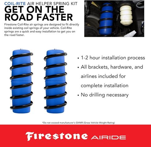 Firestone Airide 4134 Coil-Rite Rear Air Springs Kit fits 1997-2002 Expedition with Rear Coil Springs Only | 5-35 PSI | No Drill Installation | Load Capacity of 1,000 Pounds in Saudi Arabia