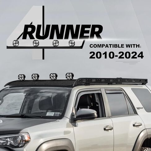 Hard Top Basket Roof Rack w/Ladder & 4 LED Lights Compatible with 2010 2011 2012 2013 2014 2015 2016 2017 2018 2019 2020 2021 2022 2023 2024 Toyota 4Runner 5th Gen in Saudi Arabia