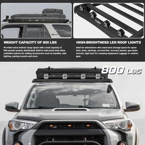 Hard Top Basket Roof Rack w/Ladder & 4 LED Lights Compatible with 2010 2011 2012 2013 2014 2015 2016 2017 2018 2019 2020 2021 2022 2023 2024 Toyota 4Runner 5th Gen in Saudi Arabia