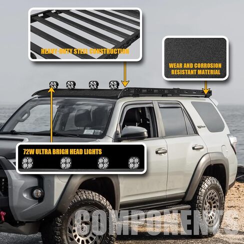 Hard Top Basket Roof Rack w/Ladder & 4 LED Lights Compatible with 2010 2011 2012 2013 2014 2015 2016 2017 2018 2019 2020 2021 2022 2023 2024 Toyota 4Runner 5th Gen in Saudi Arabia