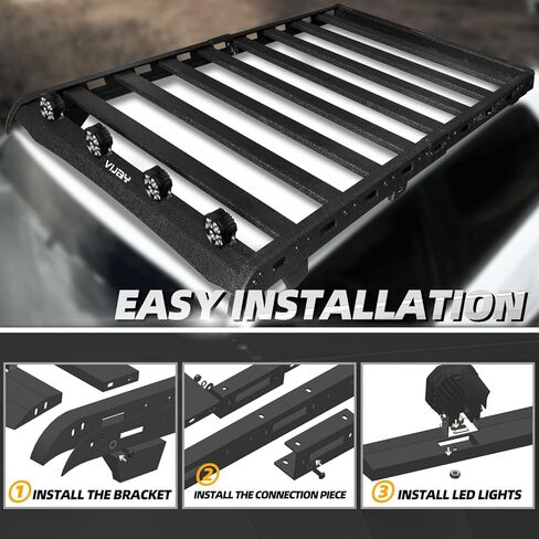Hard Top Basket Roof Rack w/Ladder & 4 LED Lights Compatible with 2010 2011 2012 2013 2014 2015 2016 2017 2018 2019 2020 2021 2022 2023 2024 Toyota 4Runner 5th Gen in Saudi Arabia