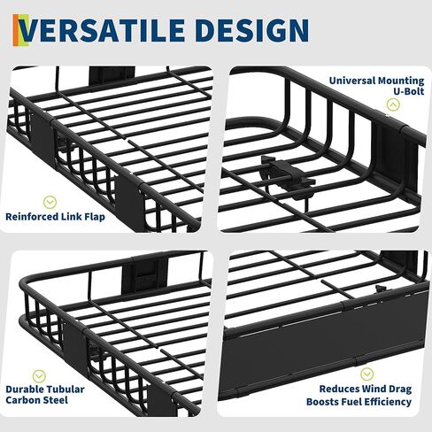 Universal Roof Rack Basket 51" x 36"x 5",Rooftop Cargo Carrier 300 Lb, Rust-Proof Roof Basket for SUVs, Trucks & Vehicles in Saudi Arabia