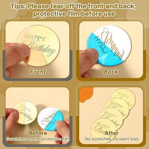 20pcs Gold Happy Birthday Cupcake Toppers Mirror Acrylic Happy Birthday Cake Toppers Decoration Circle Round Engraved Cake Picks For Birthdays Anniversary Party Decorations in Saudi Arabia