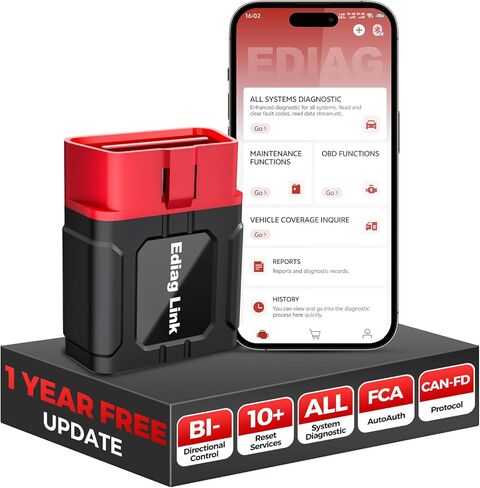 KINGBOLEN Ediag Link OBD2 Scanner Bluetooth,All System Bidirectional Scan Tool for iOS & Android,10+ Hot Reset Functions, Code Reader for Cars and Trucks,CANFD Protocol,FCA AutoAuth,1 Year Free Update in Kuwait
