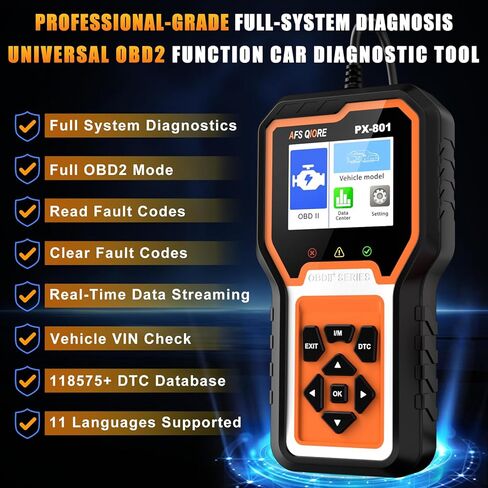 OBD2 Scanner Check Engine Light Car Code Reader Clear Error Codes ABS SRS SAS Etc Full Vehicle System Diagnostics Tool Compatible with Toyota Honda Ford in Saudi Arabia