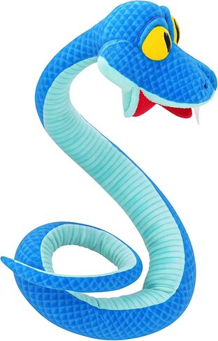 41-Inch Poseable Blue Snake Plush, Bendable Cartoon Stuffed Snake, Soft Plush Body for Room Decor, Fan Collection & Animal Lovers in Kuwait