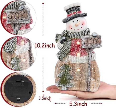 Smadeer Santa Claus Statue with LED Lights for Christmas Decorations, Winter Holiday Decor for Shelf Bookshelf Fireplace Mantle Indoor Home, Christmas New Year Xmas Figurine in Saudi Arabia