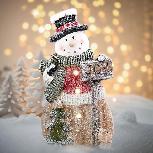 Smadeer Santa Claus Statue with LED Lights for Christmas Decorations, Winter Holiday Decor for Shelf Bookshelf Fireplace Mantle Indoor Home, Christmas New Year Xmas Figurine in Saudi Arabia