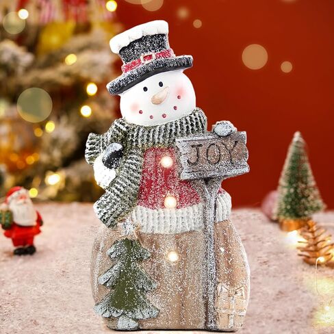 Smadeer Santa Claus Statue with LED Lights for Christmas Decorations, Winter Holiday Decor for Shelf Bookshelf Fireplace Mantle Indoor Home, Christmas New Year Xmas Figurine in Saudi Arabia