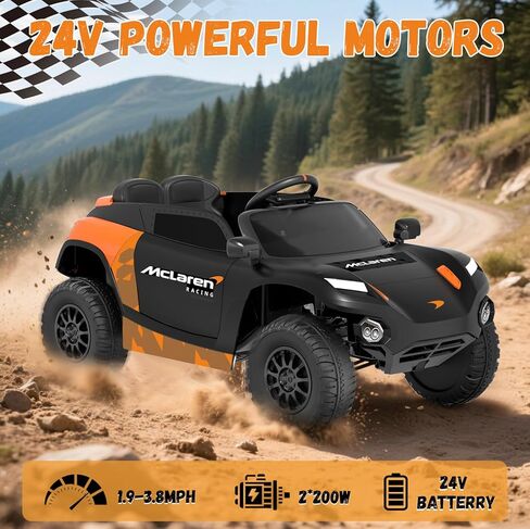 YunTopKids 24V Licensed McLaren Electric Car for Kids to Drive,Big Kids Ride on Car with Remote Control Aged 3-6,400W Battery Powered Motor,3 Speeds (3.8 MPH),Spring Suspension,Music,LED Lights in Saudi Arabia