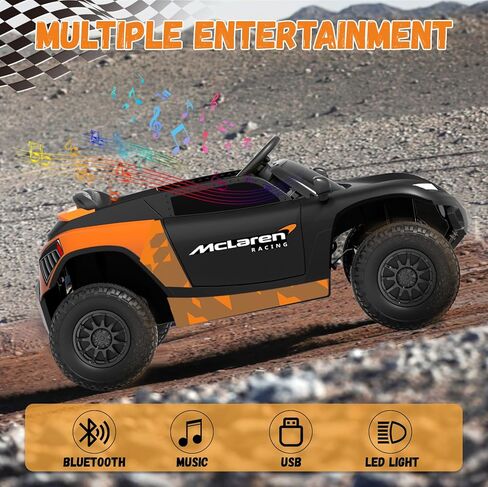 YunTopKids 24V Licensed McLaren Electric Car for Kids to Drive,Big Kids Ride on Car with Remote Control Aged 3-6,400W Battery Powered Motor,3 Speeds (3.8 MPH),Spring Suspension,Music,LED Lights in Saudi Arabia
