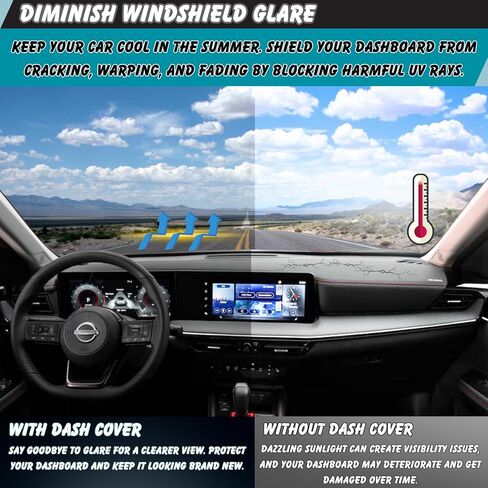 Non-Slip Dash Cover Dashboard Cover Mat Custom Fit Center Console Cover Sunshield Protector Pad Compatible with Nissan Kicks 2025 (Not for HUD) Accessories Pad (Black Trim) in Kuwait