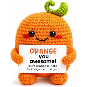 Crochet Orange Emotional Support Gift Handmade Knitted Fruit Decor Orange You Awesome Positive Encouragement Gifts for Women Friend Coworker Teacher Desk Decor Cute Crochet Keepsake in Saudi Arabia