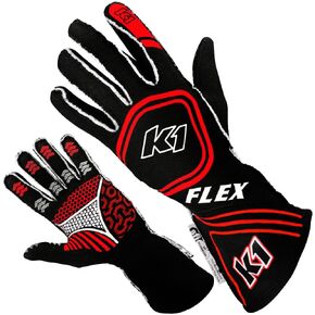 K1 Flex Adult Nomex® Auto Racing Gloves - SFI 3.3/5 - Black, Red - Large in Kuwait