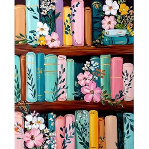 NXIKYO Bookshelf Paint by Numbers Kit for Adults Beginner, Books Adult Paint by Number Kits on Canvas, DIY Acrylic Oil Easy Painting by Numbers for Home Wall Decor 16 X 20 inch (Without Frame) in Saudi Arabia