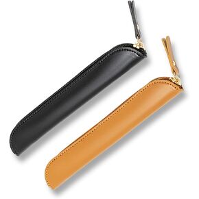 PU Leather Single Pen Case, Brown Stationery Storage Bag,Black Leather Marker Pen Bag, Pen Holder Pouch Gift for Pen Enthusiasts（2-Pack） in Saudi Arabia