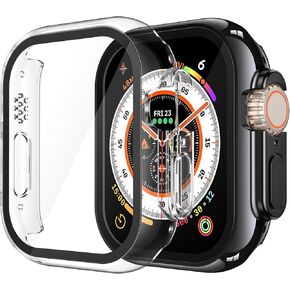 Misxi 2 Pack Tempered Glass Case Compatible for Apple Watch Series 10 (2024) 46mm, Hard PC Screen Protector Overall Protection Ultra-Thin Lightweight Scratch-Resistant Cover for iWatch, Satin Black in Saudi Arabia