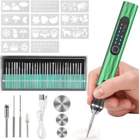 Upgraded Electric Engraving Pen, 37 Bits, 3-Speed Adjustable, USB Rechargeable, Cordless Rotary Tool for 50+ Surfaces – Perfect for DIY Crafts & Personalization – Ideal Valentine's Day Gift –Green in Saudi Arabia