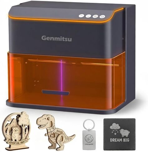 Genmitsu Kintix Laser Engraver 10W 10000mW، 90000 مم/دقيقة ليزر جالفو فائق السرعة، تركيز رفع كهربائي، مساحة كبيرة 200 × 100 مم للمجوهرات والمعادن والخشب، متوافقة مع LightBurn & APP، فئة 1 للسلامة in Kuwait
