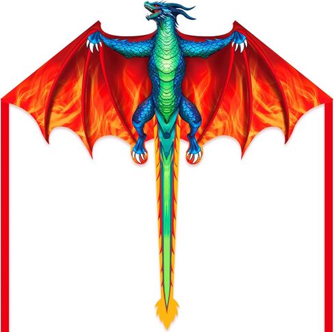 Dragon Kite for Kids & Adults, Easy to Fly for Beginners, 300ft Kite String Included, Perfect for Beach Trips in Saudi Arabia