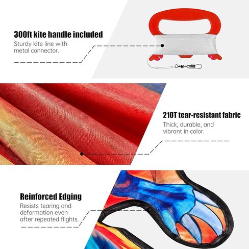 Dragon Kite for Kids & Adults, Easy to Fly for Beginners, 300ft Kite String Included, Perfect for Beach Trips in Saudi Arabia