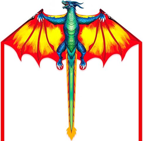 Dragon Kite for Kids & Adults, Easy to Fly for Beginners, 300ft Kite String Included, Perfect for Beach Trips in Saudi Arabia