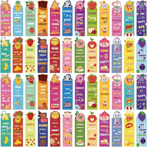 48PCS Scented Bookmarks Scratch and Sniff Bookmark Bulk Paper Bookmarks for Kids Adults Women Students Readers Book Lovers Gifts, 48 Styles Fun Cute Bookmark Inspirational Book Marks with Pun Quotes in Saudi Arabia