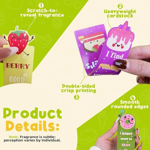 48PCS Scented Bookmarks Scratch and Sniff Bookmark Bulk Paper Bookmarks for Kids Adults Women Students Readers Book Lovers Gifts, 48 Styles Fun Cute Bookmark Inspirational Book Marks with Pun Quotes in Saudi Arabia