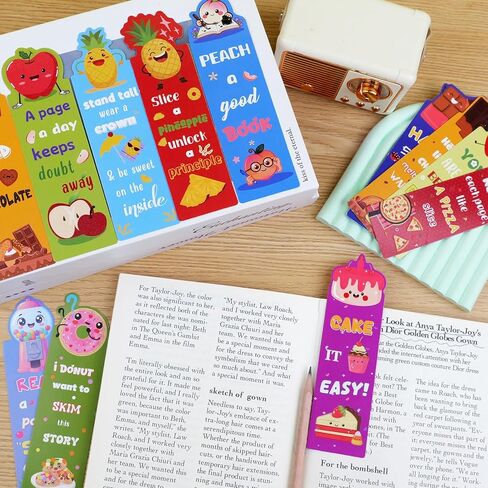 48PCS Scented Bookmarks Scratch and Sniff Bookmark Bulk Paper Bookmarks for Kids Adults Women Students Readers Book Lovers Gifts, 48 Styles Fun Cute Bookmark Inspirational Book Marks with Pun Quotes in Saudi Arabia