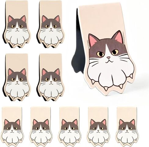 10PCS Kawaii Cat Paw Magnetic Bookmarks with, Adorable Cat Face Page Holders, Funny Reading Accessories for Teachers Book Lovers Office Gifts，Unique Gifts for Women(Mixed Colors) in Saudi Arabia