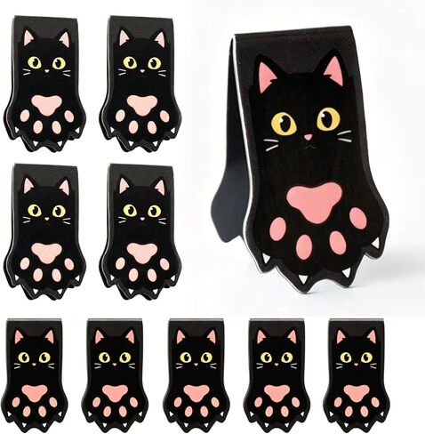 10PCS Kawaii Cat Paw Magnetic Bookmarks with, Adorable Cat Face Page Holders, Funny Reading Accessories for Teachers Book Lovers Office Gifts，Unique Gifts for Women(Mixed Colors) in Saudi Arabia