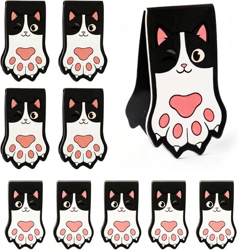 10PCS Kawaii Cat Paw Magnetic Bookmarks with, Adorable Cat Face Page Holders, Funny Reading Accessories for Teachers Book Lovers Office Gifts，Unique Gifts for Women(Mixed Colors) in Saudi Arabia