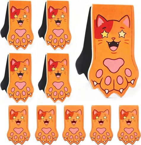 10PCS Kawaii Cat Paw Magnetic Bookmarks with, Adorable Cat Face Page Holders, Funny Reading Accessories for Teachers Book Lovers Office Gifts，Unique Gifts for Women(Mixed Colors) in Saudi Arabia