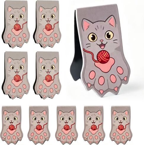 10PCS Kawaii Cat Paw Magnetic Bookmarks with, Adorable Cat Face Page Holders, Funny Reading Accessories for Teachers Book Lovers Office Gifts，Unique Gifts for Women(Mixed Colors) in Saudi Arabia