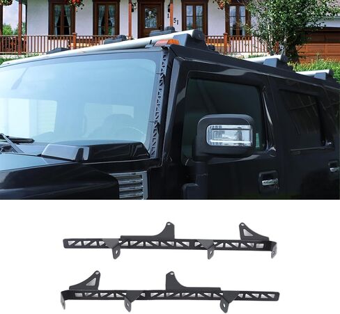 دعامة تثبيت على عمود الضوء متوافقة مع ملحقات Hummer H2 2003-2009، مجموعة أدوات تثبيت مصابيح العمل LED للزجاج الأمامي السفلي المزدوج (النمط B) in Kuwait