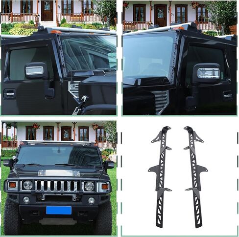 دعامة تثبيت على عمود الضوء متوافقة مع ملحقات Hummer H2 2003-2009، مجموعة أدوات تثبيت مصابيح العمل LED للزجاج الأمامي السفلي المزدوج (النمط B) in Kuwait
