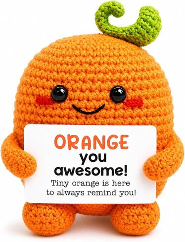 Crochet Orange Emotional Support Gift Handmade Knitted Fruit Decor Orange You Awesome Positive Encouragement Gifts for Women Friend Coworker Teacher Desk Decor Cute Crochet Keepsake in Saudi Arabia