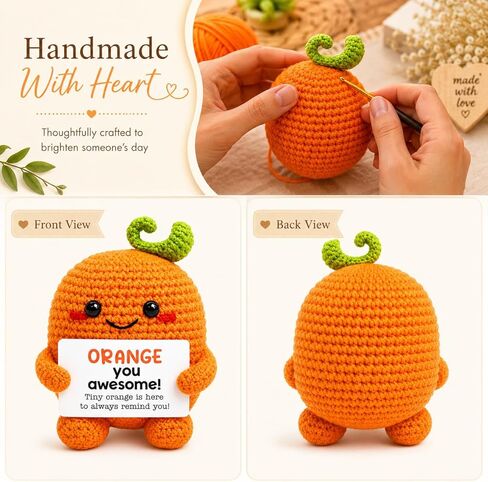 Crochet Orange Emotional Support Gift Handmade Knitted Fruit Decor Orange You Awesome Positive Encouragement Gifts for Women Friend Coworker Teacher Desk Decor Cute Crochet Keepsake in Saudi Arabia