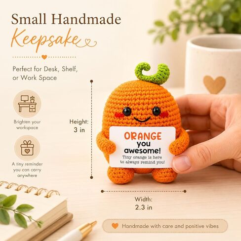 Crochet Orange Emotional Support Gift Handmade Knitted Fruit Decor Orange You Awesome Positive Encouragement Gifts for Women Friend Coworker Teacher Desk Decor Cute Crochet Keepsake in Saudi Arabia