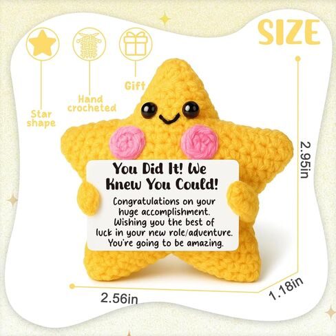 AVALYNNE Crochet Star Congratulations Gift for New Job, Good Luck & Farewell Gift for Coworker, Graduation & Promotion Keepsake, Motivational Desk Buddy Decor for Men Women in Saudi Arabia