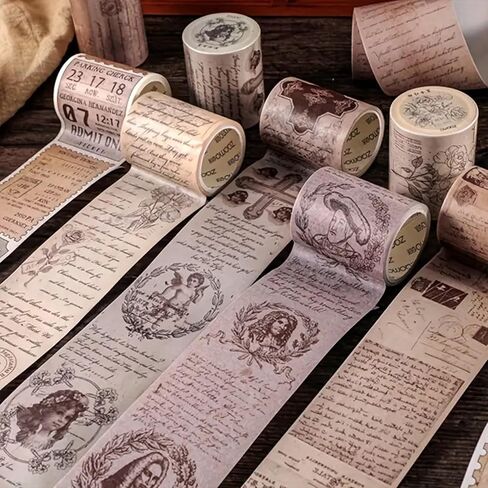 Vintage Scrapbook Stickers, Retro Arts Stickers Decorative Masking Tape, DIY Junk Journal Supplies Collage Background Crafts Photo Frame,Style 1 in Saudi Arabia