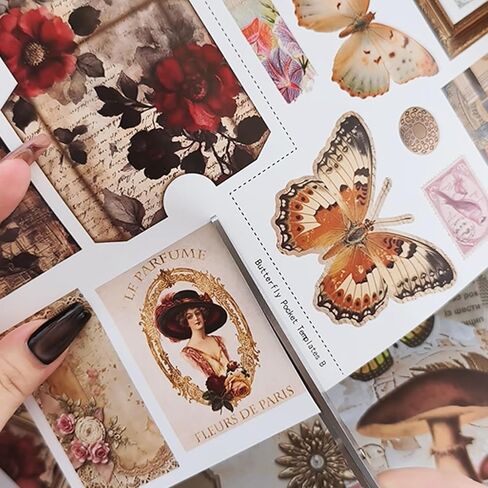 Vintage Junk Journal Kit with DIY Ephemera Storage and Accordion Pockets,11 Sheets Cardstock Pieces for Art Journaling, Scrapbooking and Mixed Media Crafts in Saudi Arabia