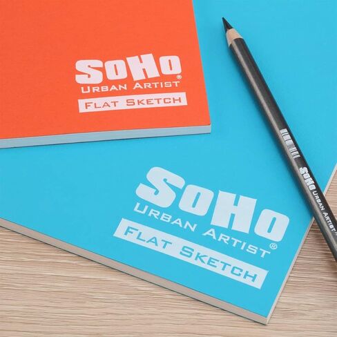 كتاب رسم مسطح من Soho Urban Artist Tape Bound Lay، غطاء أسود، 9x12 30 ورقة، دفتر رسم وسائط مختلط سلس، 71 رطل. (106 جرامًا للمتر المربع) مجلة فنية للسفر، غطاء ناعم قابل للتخصيص in Kuwait