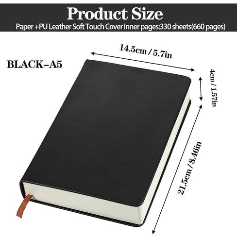 Ntwoiee Thick Sketchbook Notebook 660 Pages Blank Thick Smooth Notebook Soft Faux Leather Cover Journal 80GSM Paper Notepad Drawing Book Memo Writing Sketch Pad Diary Notebook, A5 ，5.7" x 8.5" in Kuwait