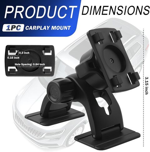 Carplay Mount,360°Rotatable Carplay Screen Mount with Strong Double Sided Adhesive Base,Versatile Dash Mounted Holders Fit for Car Audio Display and Backup Camera Monitor in Kuwait