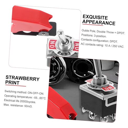 ULTECHNOVO Heavy Duty Toggle Switch DPDT 3 Position ON-Off-ON with Red Aircraft Safety Cover Guard, 10A 250V / 15A 125V 6 Pin Metal Flick Switch for Automotive Racing Car Marine Boat RV, Ø12.2mm Hole in Kuwait